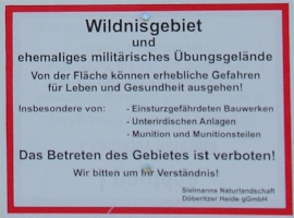 Warnung Wildnisgebiet